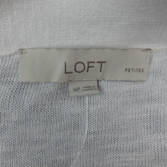 Loft Petites Sweater Womens Medium Petite White Button Cardigan Lightweight NWT - Picture 7 of 12